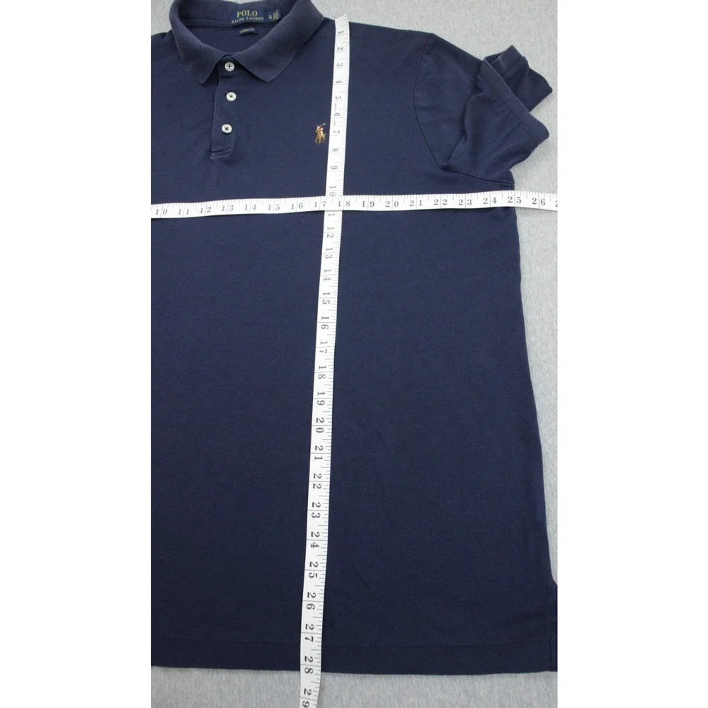 Polo Ralph Lauren Polo Size XL Blue Cotton Blend Stretch Short Sleeve Flesh Pony
